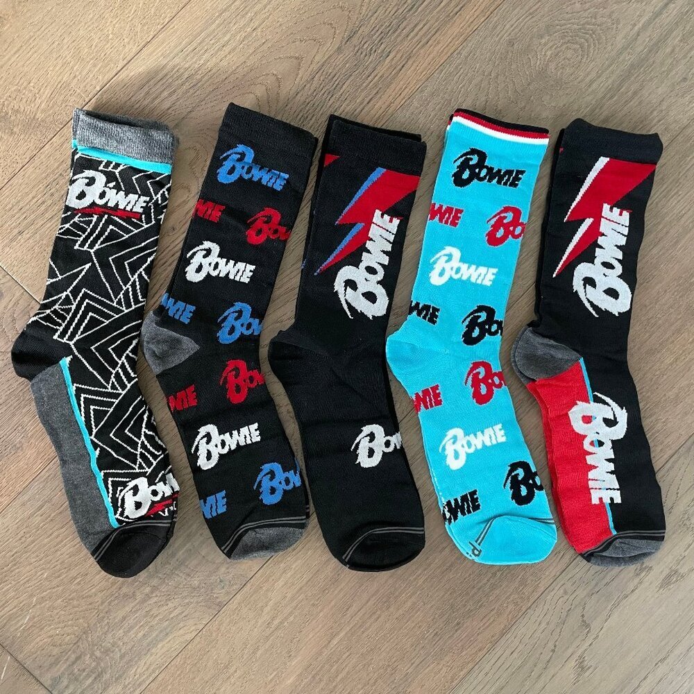 David Bowie 2024 The David Bowie Archive 5 Pairs Colorful Crew Socks Sz OS NWT